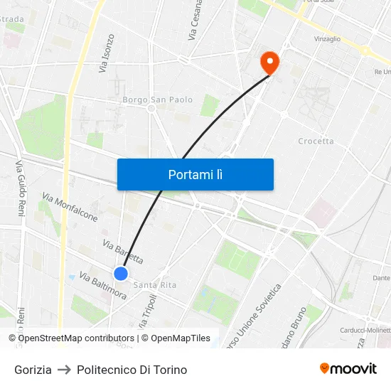 Gorizia to Politecnico Di Torino map