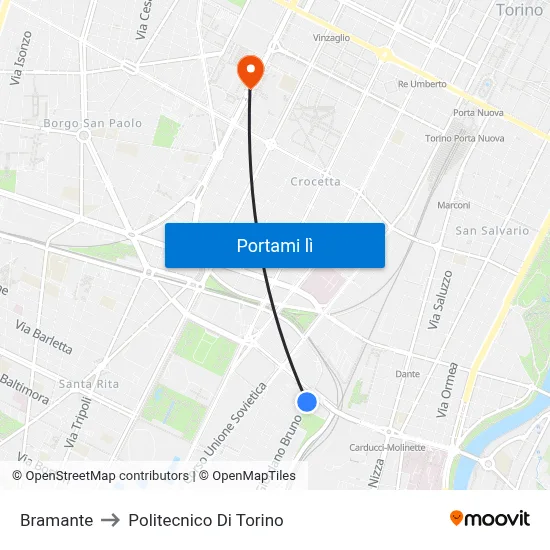 Bramante to Politecnico Di Torino map