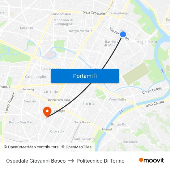 Ospedale Giovanni Bosco to Politecnico Di Torino map