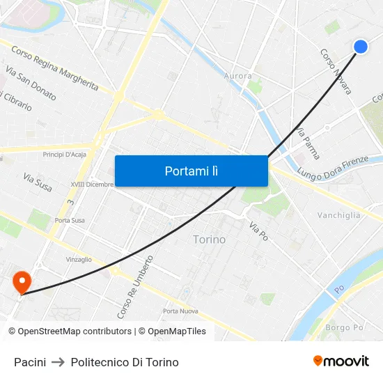 Pacini to Politecnico Di Torino map