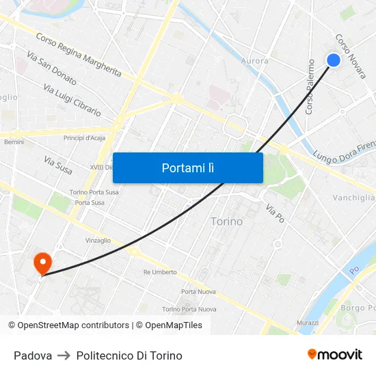 Padova to Politecnico Di Torino map