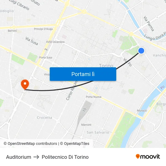Auditorium to Politecnico Di Torino map