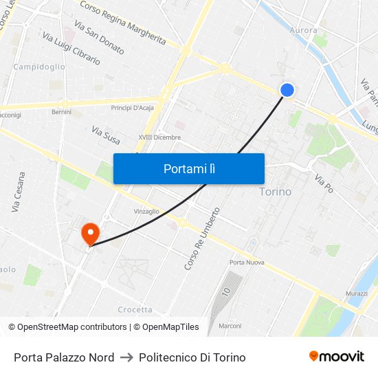 Porta Palazzo Nord to Politecnico Di Torino map