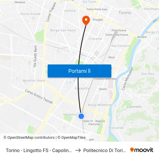 Torino - Lingotto FS - Capolinea to Politecnico Di Torino map