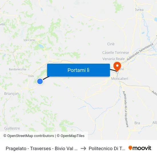 Pragelato - Traverses - Bivio Val Troncea to Politecnico Di Torino map