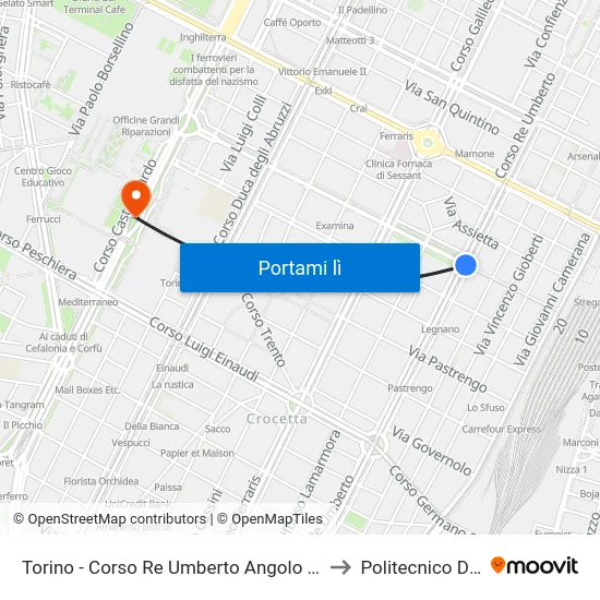 Torino - Corso Re Umberto Angolo Corso Stati Uniti to Politecnico Di Torino map