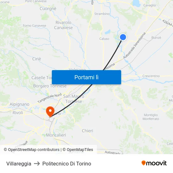 Villareggia to Politecnico Di Torino map