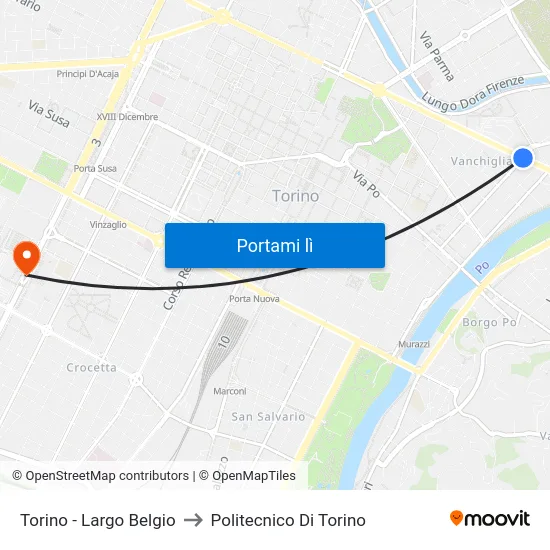 Torino - Largo Belgio to Politecnico Di Torino map