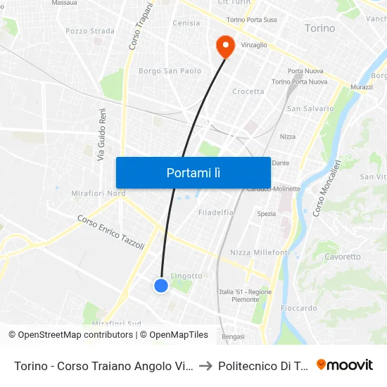 Torino - Corso Traiano Angolo Via Guala to Politecnico Di Torino map