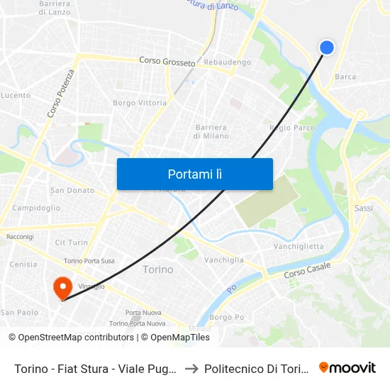 Torino - Fiat Stura - Viale Puglia to Politecnico Di Torino map