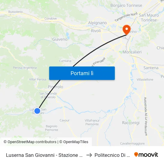 Luserna San Giovanni - Stazione Ferroviaria to Politecnico Di Torino map