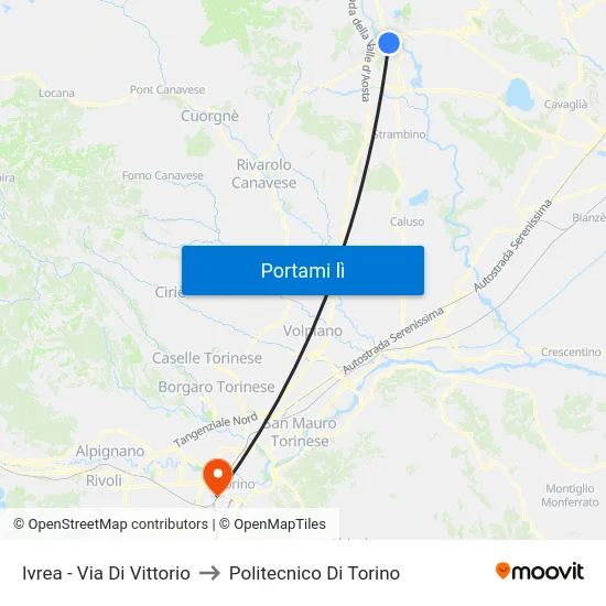 Ivrea - Via Di Vittorio to Politecnico Di Torino map