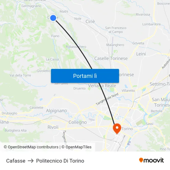 Cafasse to Politecnico Di Torino map