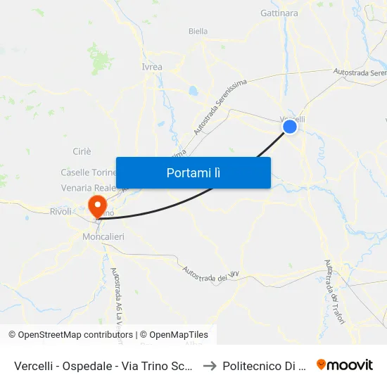 Vercelli - Ospedale - Via Trino Scuola Verga to Politecnico Di Torino map