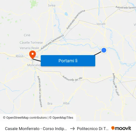Casale Monferrato - Corso Indipendenza to Politecnico Di Torino map