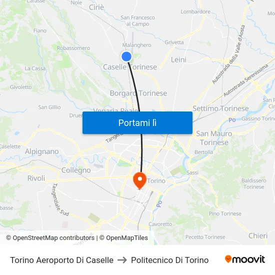 Torino Aeroporto Di Caselle to Politecnico Di Torino map