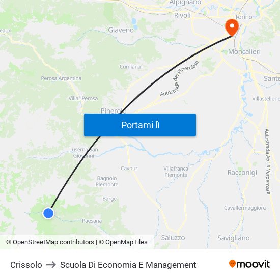 Crissolo to Scuola Di Economia E Management map