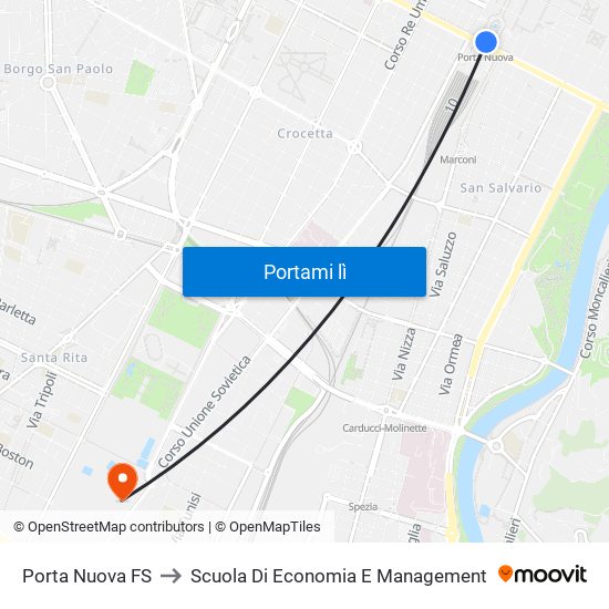 Porta Nuova FS to Scuola Di Economia E Management map