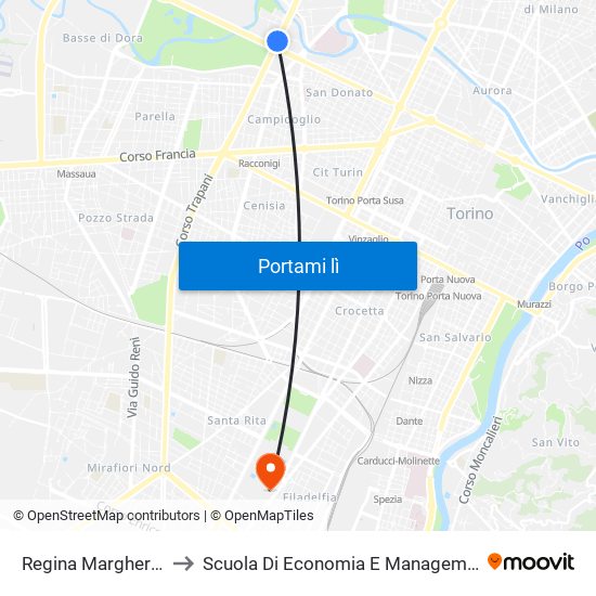 Regina Margherita to Scuola Di Economia E Management map