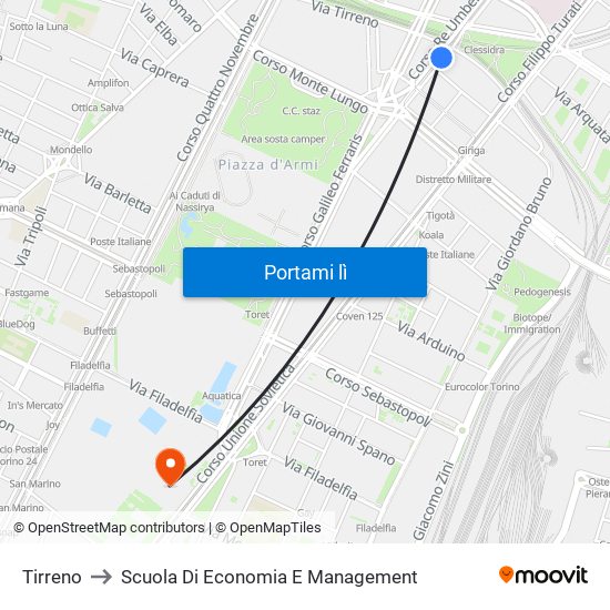 Tirreno to Scuola Di Economia E Management map