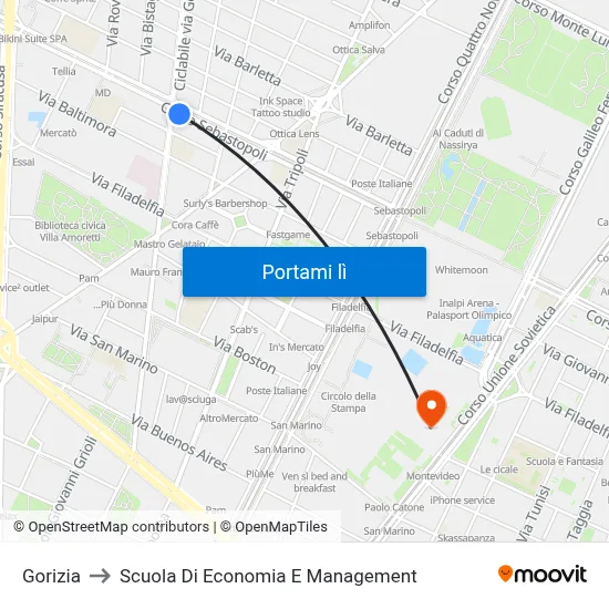 Gorizia to Scuola Di Economia E Management map