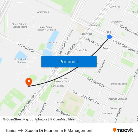 Tunisi to Scuola Di Economia E Management map