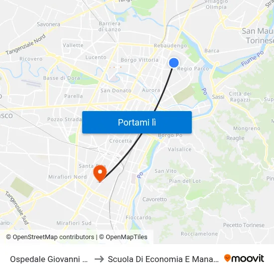 Ospedale Giovanni Bosco to Scuola Di Economia E Management map