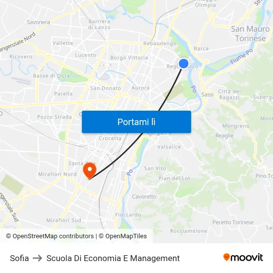 Sofia to Scuola Di Economia E Management map