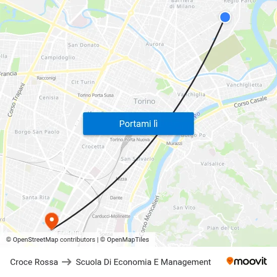 Croce Rossa to Scuola Di Economia E Management map