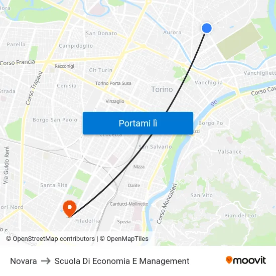 Novara to Scuola Di Economia E Management map