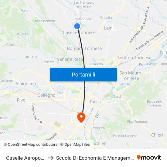 Torino Aeroporto Di Caselle to Scuola Di Economia E Management map