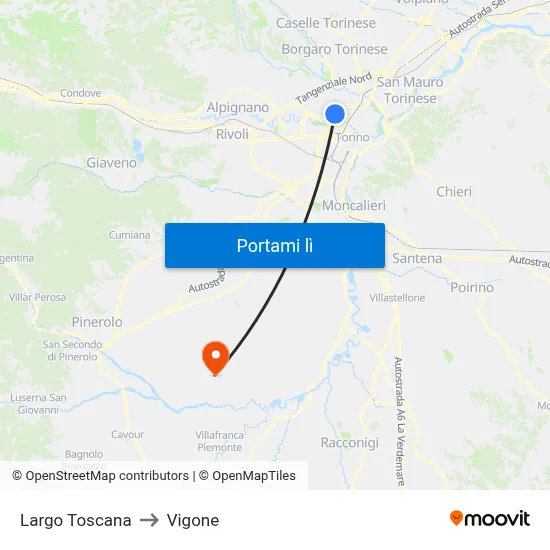Largo Toscana to Vigone map