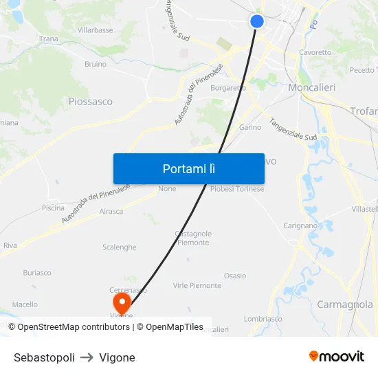 Sebastopoli to Vigone map