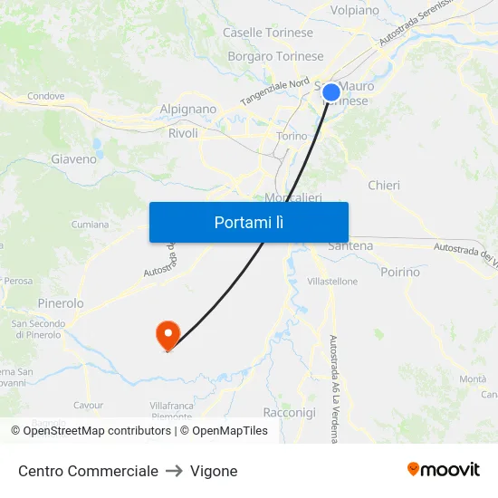 Centro Commerciale to Vigone map