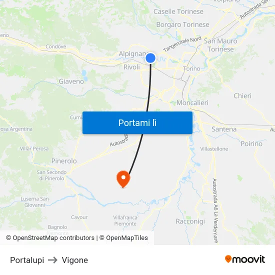 Portalupi to Vigone map