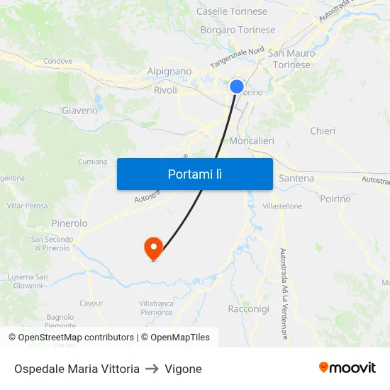 Ospedale Maria Vittoria to Vigone map