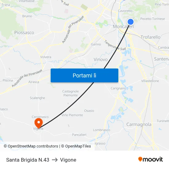 Santa Brigida N.43 to Vigone map