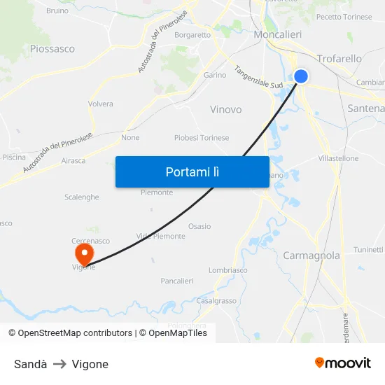 Sandà to Vigone map