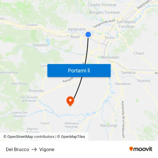 Del Brucco to Vigone map