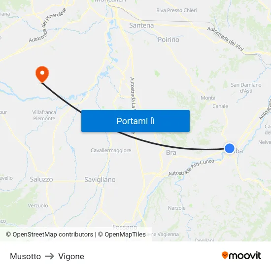 Musotto to Vigone map