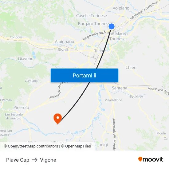 Piave Cap to Vigone map