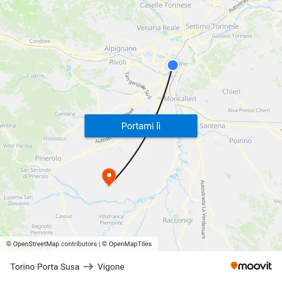 Torino Porta Susa to Vigone map