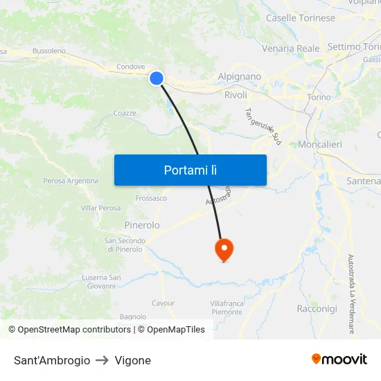 Sant'Ambrogio to Vigone map