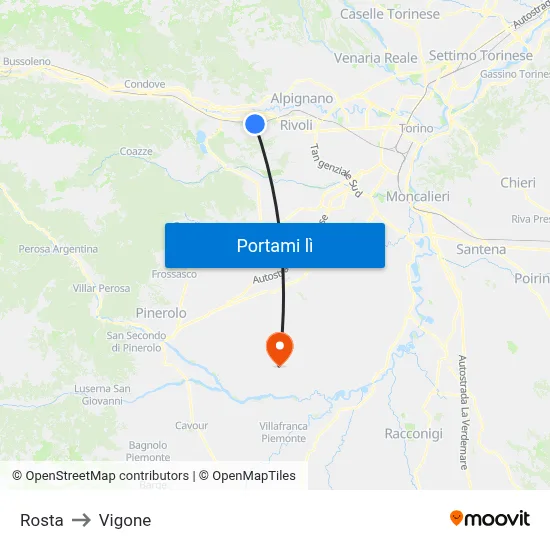 Rosta to Vigone map