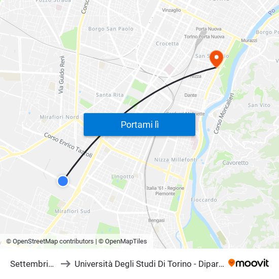 Settembrini C.16 to Università Degli Studi Di Torino - Dipartimento Di Fisica map