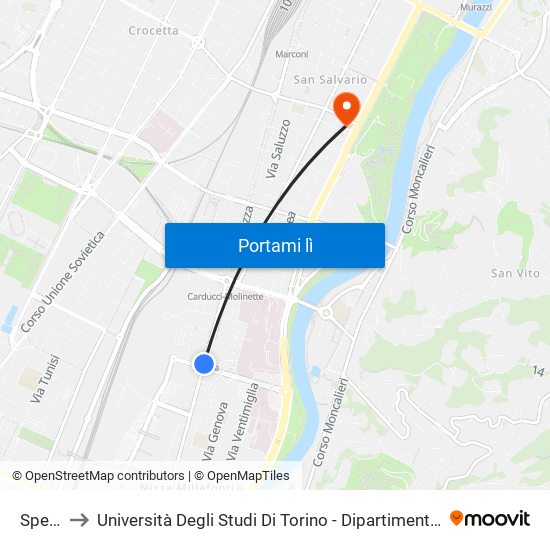 Spezia to Università Degli Studi Di Torino - Dipartimento Di Fisica map