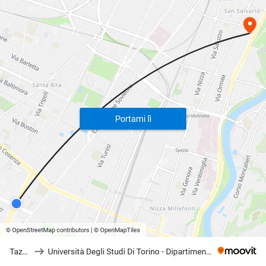 Tazzoli to Università Degli Studi Di Torino - Dipartimento Di Fisica map