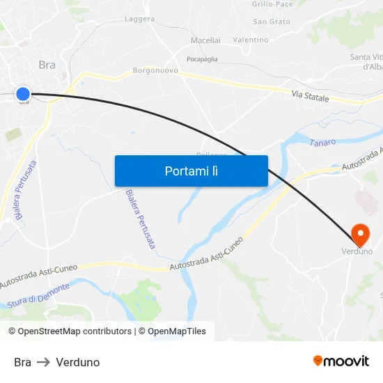 Bra to Verduno map