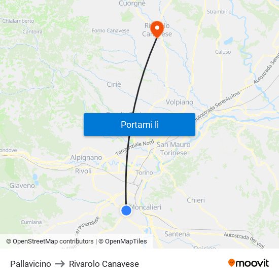 Pallavicino to Rivarolo Canavese map