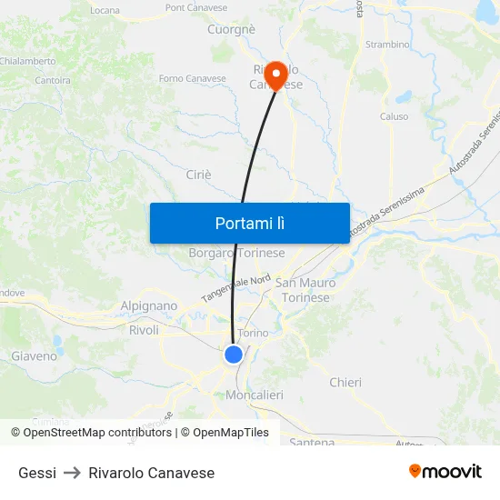 Gessi to Rivarolo Canavese map